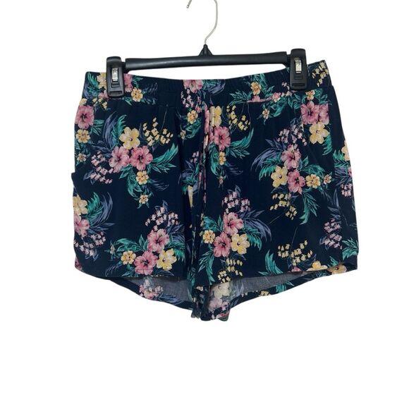 BeBop Pants - Lush Floral High-Waist Rayon Pull-On Shorts with Drawstring